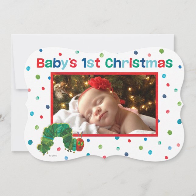 Tarjeta Festiva Navidades de Eric Carle Caterpillar (Anverso)