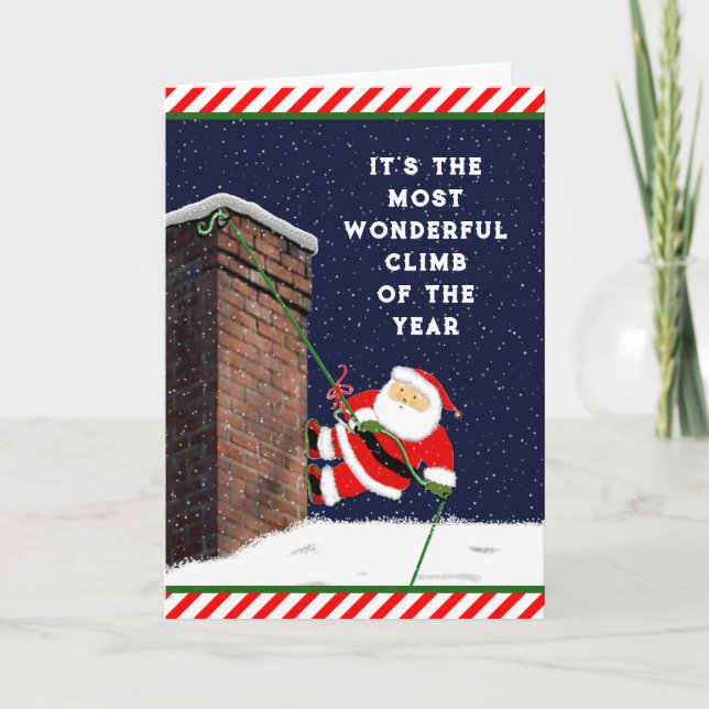 Tarjeta Festiva Navidades de escalada de rock (Anverso)