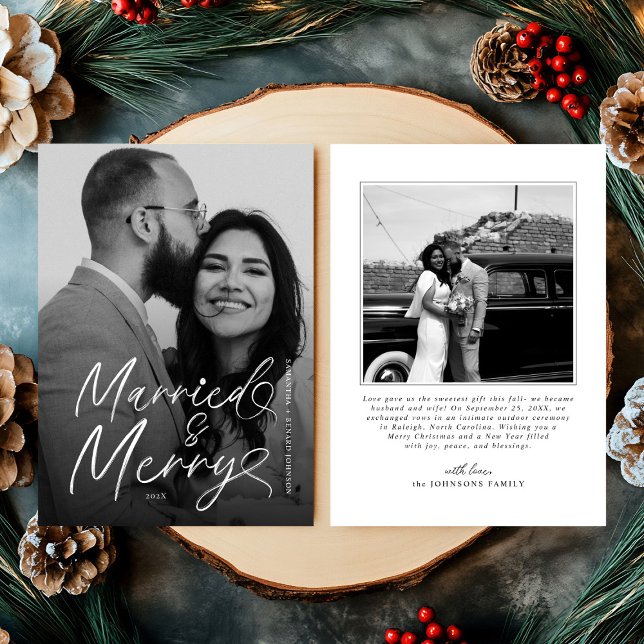 Tarjeta Festiva Navidades de escritura casados y casados modernos (Subido por el creador)