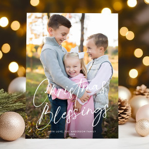 Tarjeta Festiva Navidades de escritura de Moda moderna bendicen un