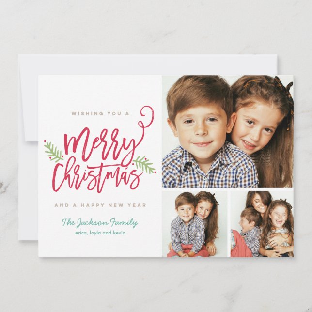 Tarjeta Festiva Navidades de escritura de pincel moderno Holiday 3 (Anverso)