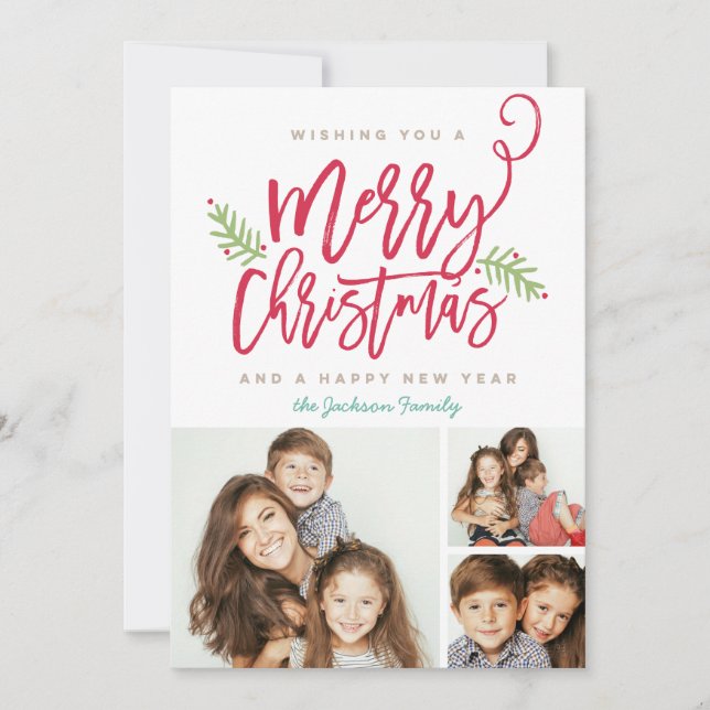 Tarjeta Festiva Navidades de escritura de pincel moderno Holiday 3 (Anverso)