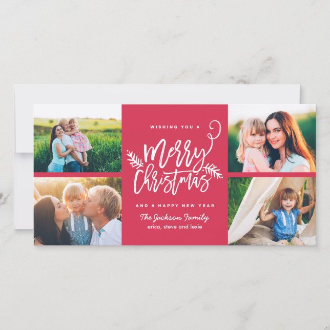 Tarjeta Festiva Navidades de escritura de pincel moderno Holiday 4 (Anverso)