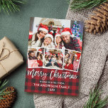 Tarjeta Festiva Navidades de escritura de pincel moderno rojo plan<br><div class="desc">Guión de pincel moderno 4 Foto Tarjeta navideña navideña de Feliz - Tapado de búfalo rojo</div>