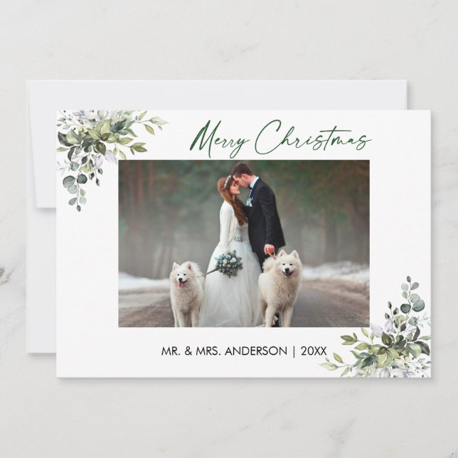 Tarjeta Festiva Navidades de escritura de tinta caligráfica Pareja (Anverso)