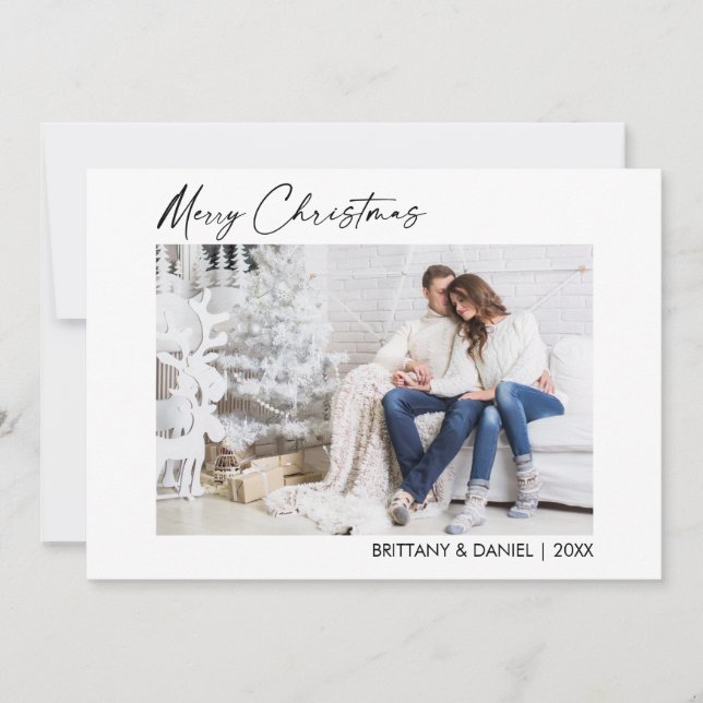 Tarjeta Festiva Navidades de escritura en tinta caligrafía foto en (Anverso)