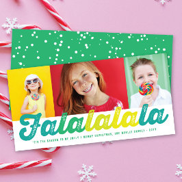 Tarjeta Festiva Navidades de escritura Falalalala Green Ombre 3 Fo