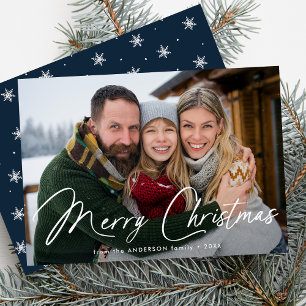 Tarjeta Festiva Navidades de escritura firma moderna foto de la Ma