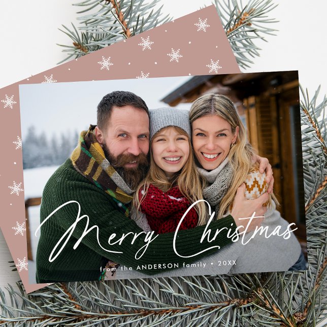 Tarjeta Festiva Navidades de escritura firma moderna  Rosa turbule (Subido por el creador)