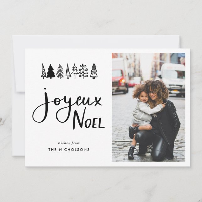 Tarjeta Festiva Navidades de escritura Joyeux Noel Casual Foto (Anverso)
