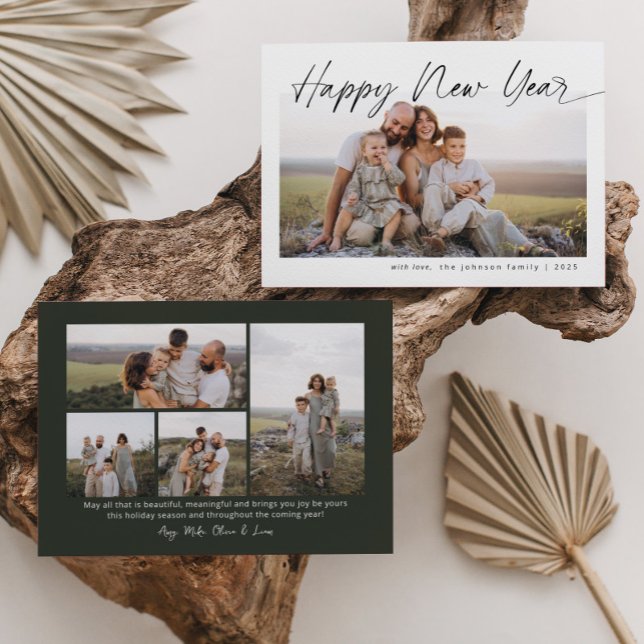 Tarjeta Festiva Navidades de escritura moderna de Año Nuevo Feliz  (Subido por el creador)