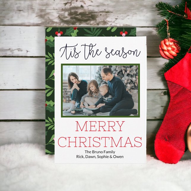 Tarjeta Festiva Navidades de escritura moderna foto año tras año d (Subido por el creador)