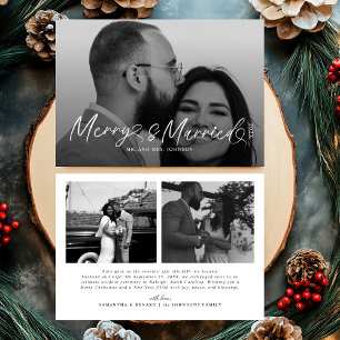 Tarjeta Festiva Navidades de escritura modernos y casados recién c