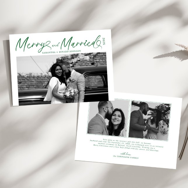 Tarjeta Festiva Navidades de escritura modernos y casados recién c (Subido por el creador)