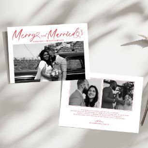 Tarjeta Festiva Navidades de escritura modernos y casados recién c