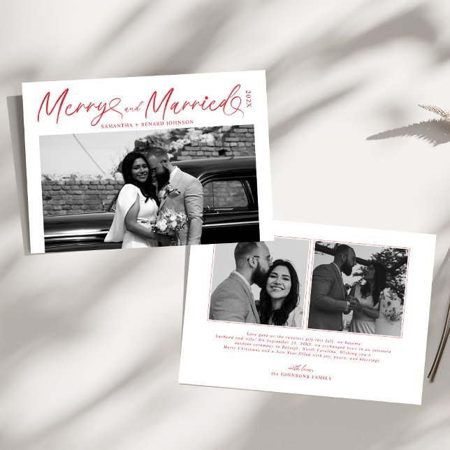Tarjeta Festiva Navidades de escritura modernos y casados recién c (Subido por el creador)