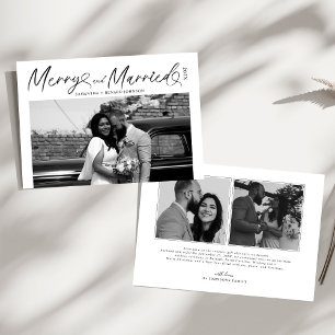 Tarjeta Festiva Navidades de escritura modernos y casados recién c