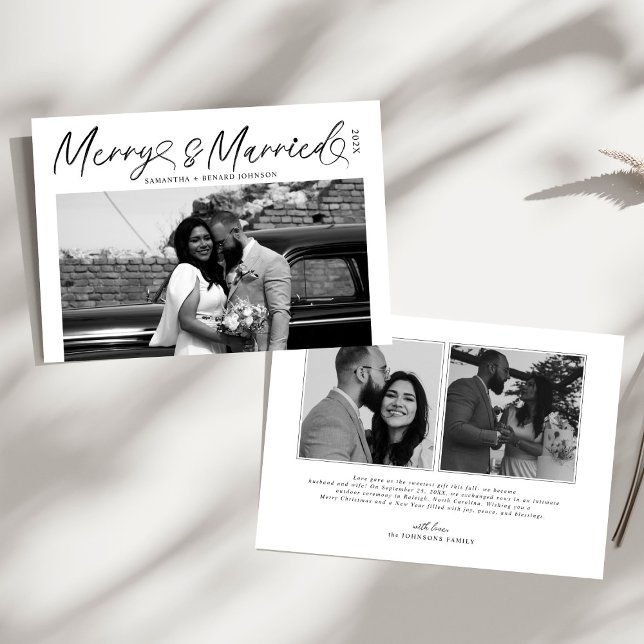 Tarjeta Festiva Navidades de escritura modernos y casados recién c (Subido por el creador)