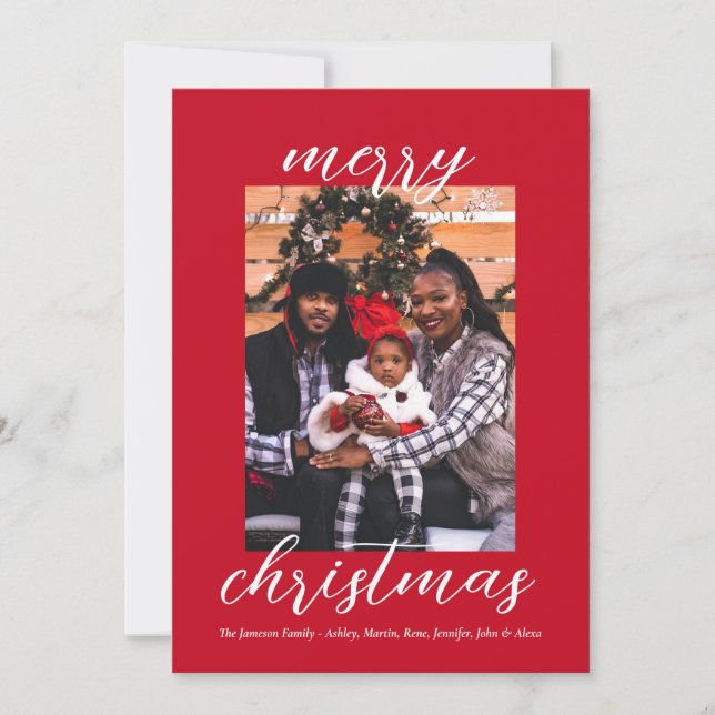Tarjeta Festiva Navidades de escritura modernos y elegante familia (Anverso)