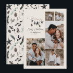 Tarjeta Festiva Navidades de escritura modernos y elegantes, multi<br><div class="desc">Negro moderno y elegante color de agua rústico beige natural escandinavo contemporáneo color beige,  negro y blanco 5 tarjeta de Navidades de vacaciones multifoto.</div>