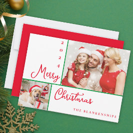 Tarjeta Festiva Navidades de escritura roja moderna de collage de 