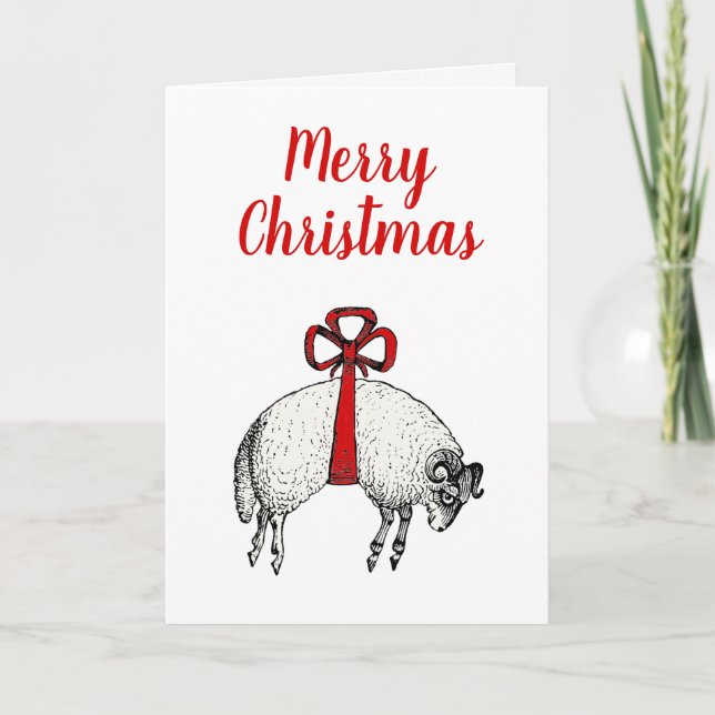 Tarjeta Festiva Navidades de Escudos de Ram Sheep de la Fleece Ban (Anverso)