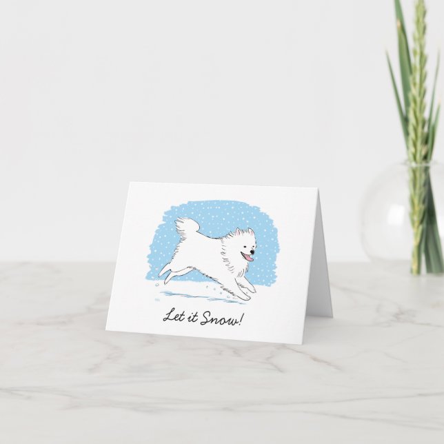 Tarjeta Festiva Navidades de Eskie Dog "Let it Snow" (Anverso)