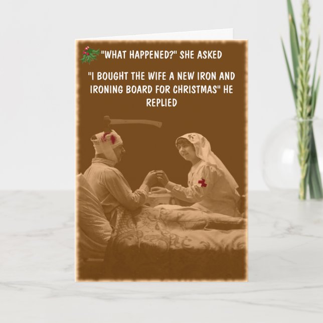 Tarjeta Festiva Navidades de esposas divertidas (Anverso)
