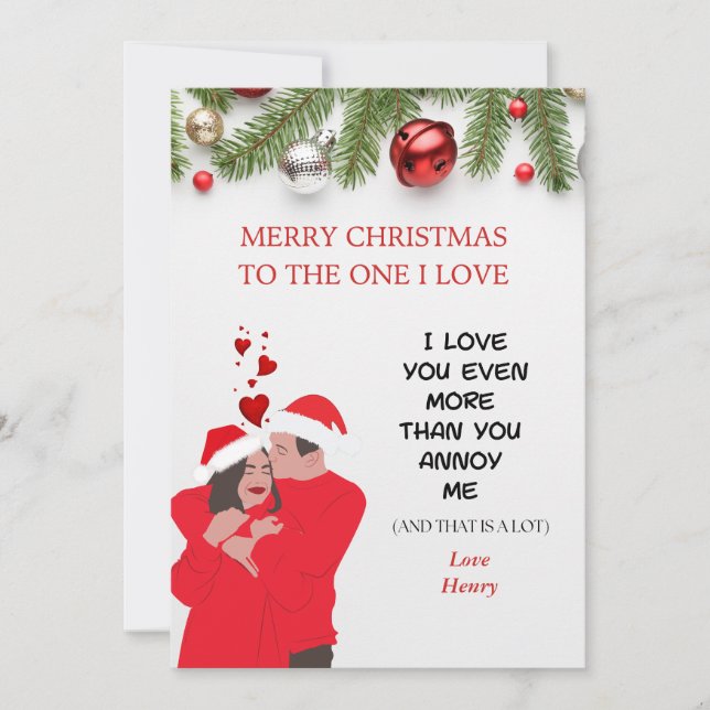 TARJETA FESTIVA NAVIDADES DE ESPOSO ROMÁNTICO PERSONALIZADOS (Anverso)