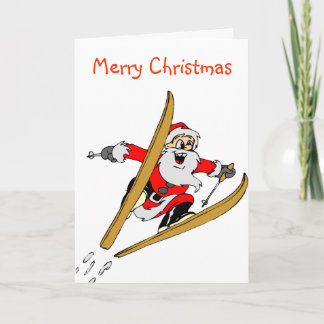 Tarjeta Festiva Navidades de esquí Santa