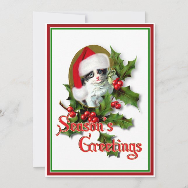 Tarjeta Festiva Navidades de estilo antiguo Saludos de la temporad (Anverso)