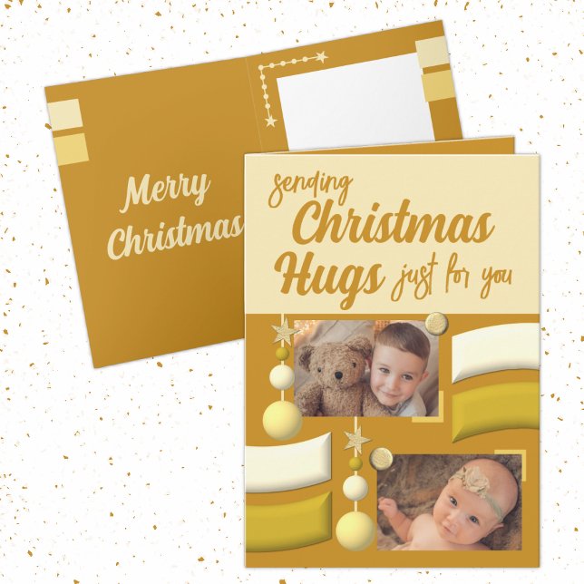 Tarjeta Festiva Navidades de estrellas y rublos abrazan oro y crem (Subido por el creador)