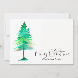 Tarjeta Festiva Navidades de familia acuarela Pinetree, personaliz