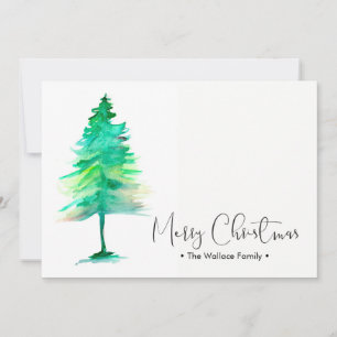 Tarjeta Festiva Navidades de familia acuarela Pinetree, personaliz