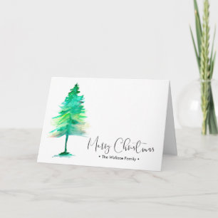 Tarjeta Festiva Navidades de familia acuarela Pinetree, personaliz