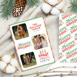 Tarjeta Festiva Navidades de familia de la Moda de tipografía retr<br><div class="desc">Colorida tarjeta de vacaciones para Navidades de familia de la tipografía retro Moda</div>