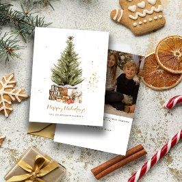 Tarjeta Festiva Navidades de familia ventilado Foto Oro Feliz feri