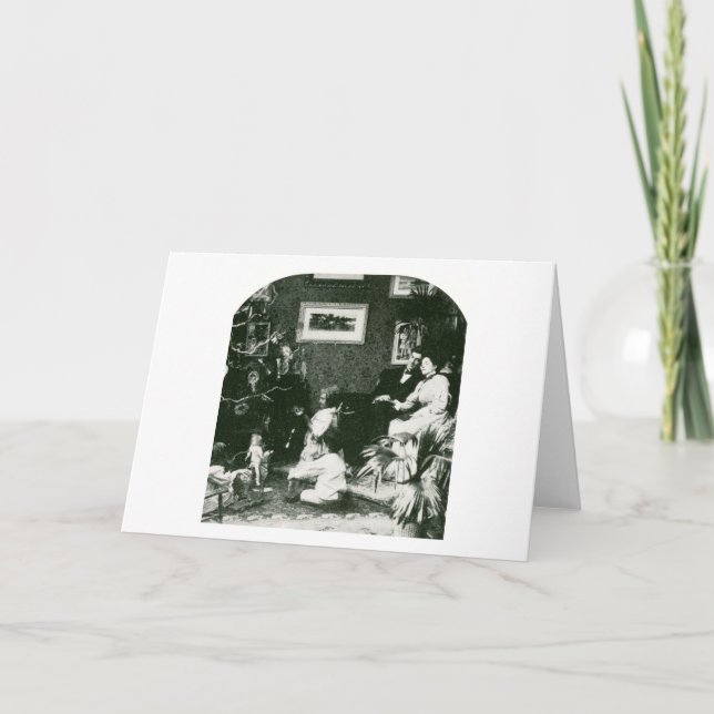 Tarjeta Festiva Navidades de familia vintage - Stereoview (Anverso)