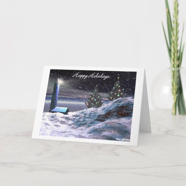Tarjeta Festiva Navidades de faro (Anverso)