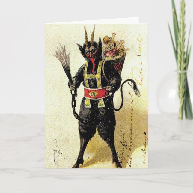 Tarjeta Festiva Navidades de feriado malvados Krampus Scary Demon (Anverso)