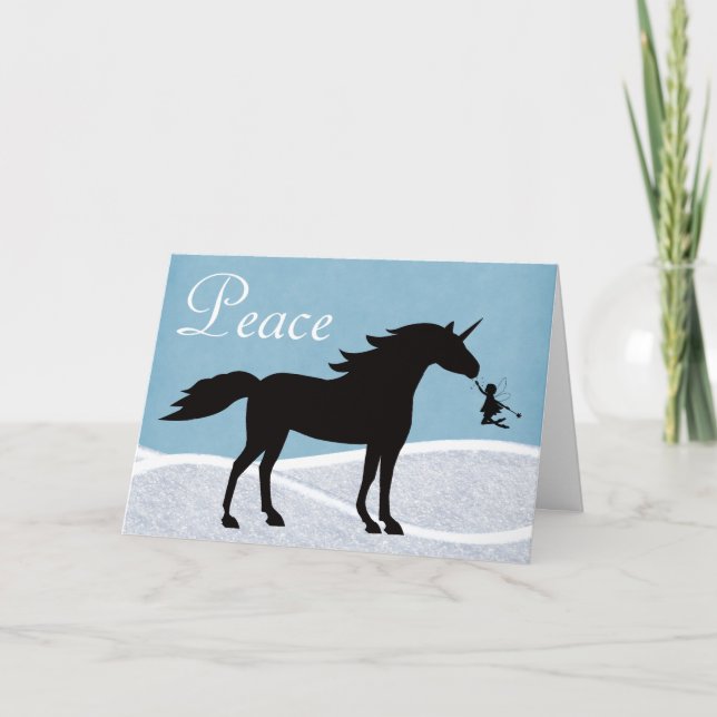 Tarjeta Festiva Navidades de feriados de invierno de unicornio y h (Anverso)