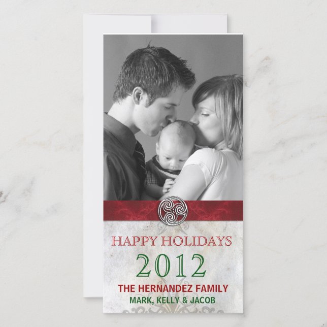 Tarjeta Festiva Navidades de feriados de Knot Celtic Triskelion (Anverso)