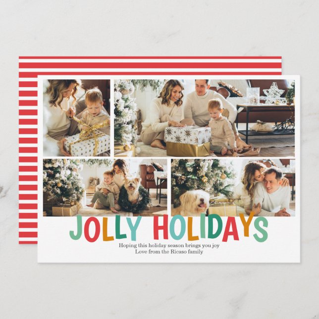 Tarjeta Festiva Navidades de feriados fotográficos personalizados  (Anverso / Reverso)