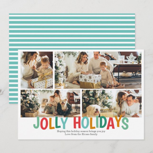 Tarjeta Festiva Navidades de feriados fotográficos personalizados  (Anverso / Reverso)