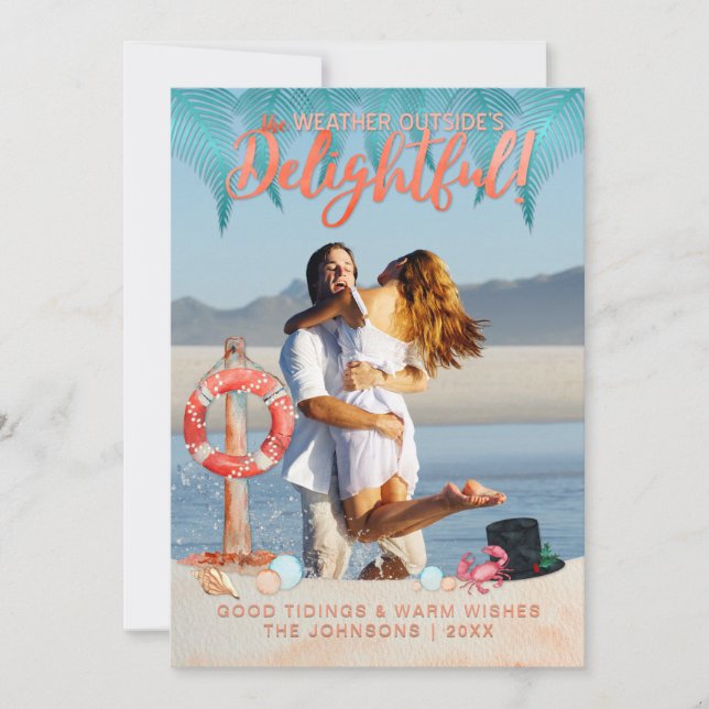 Tarjeta Festiva Navidades de feriados tropicales en Florida (Anverso)