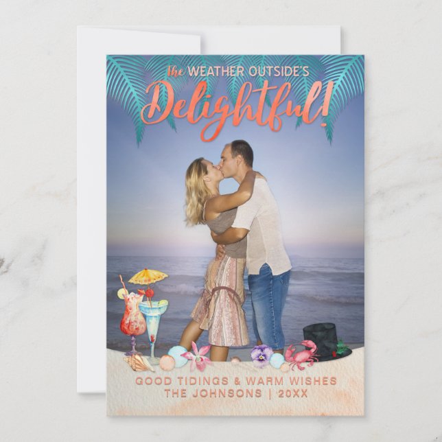 Tarjeta Festiva Navidades de feriados tropicales en Florida (Anverso)