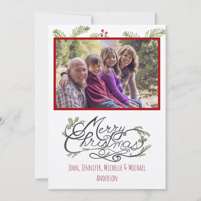 Tarjeta Festiva Navidades de festividades rusticas de pino (Anverso)