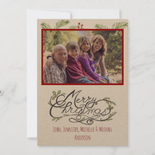 Tarjeta Festiva Navidades de festividades rusticas de pino