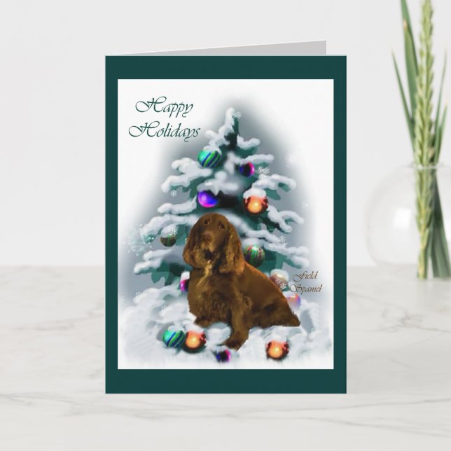 Tarjeta Festiva Navidades de Field Spaniel (Anverso)