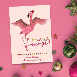 Tarjeta Festiva Navidades de flamenco rosado tropical de Florida